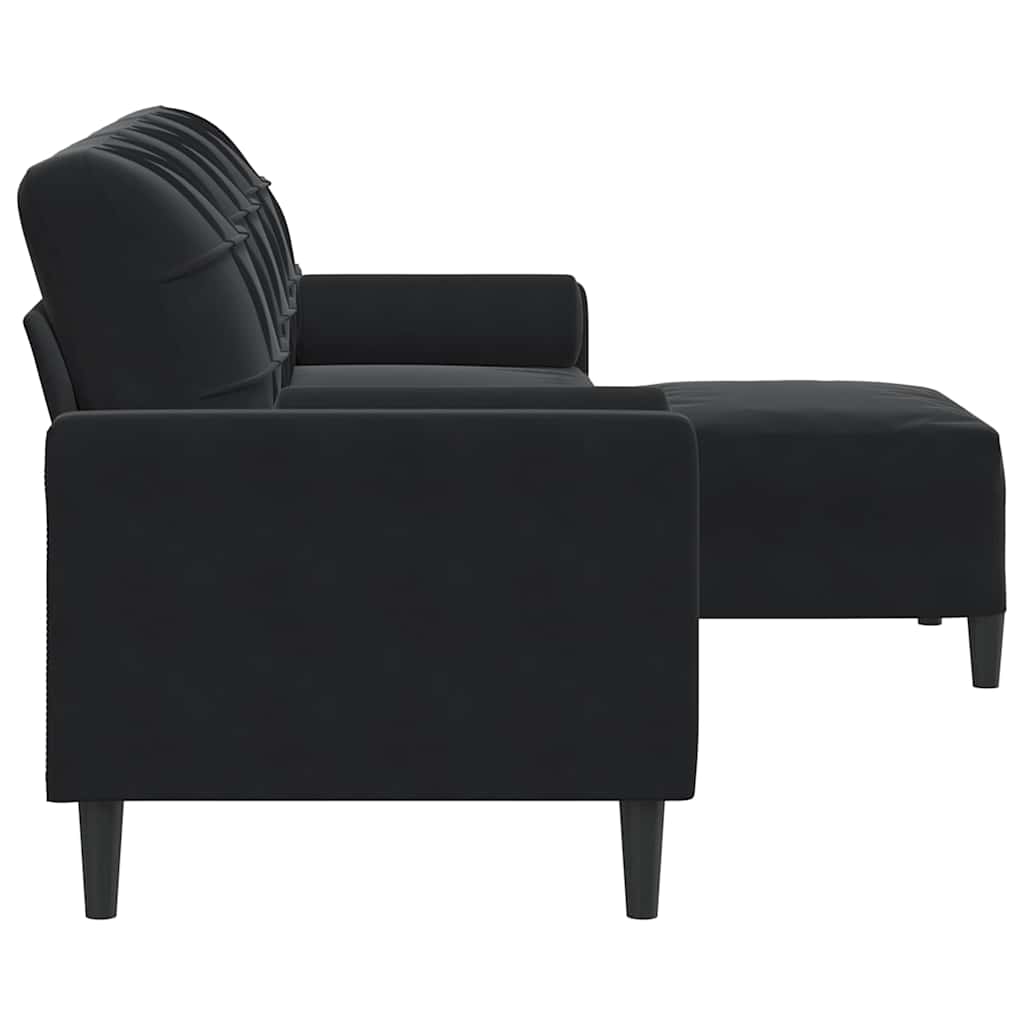 Canapé à 3 places avec repose-pieds Noir 210 cm Velours - XIOS