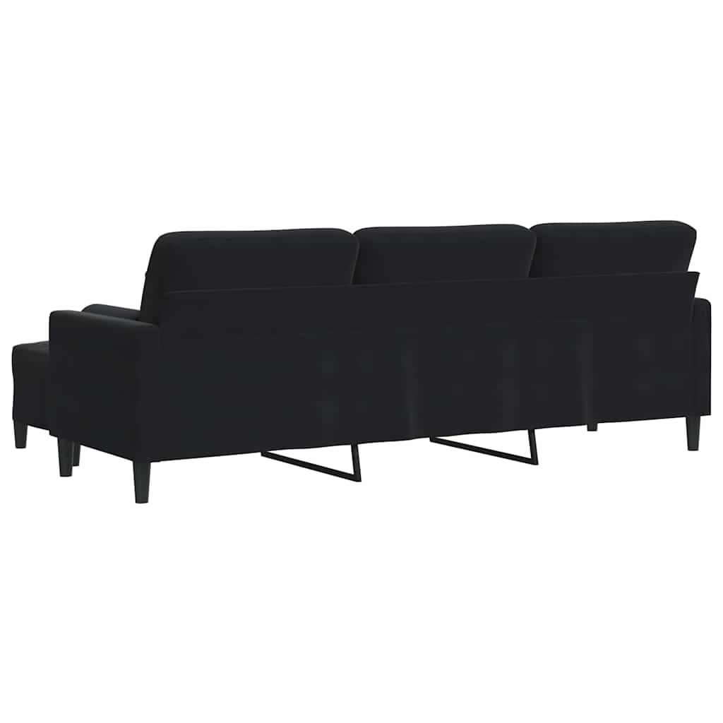 Canapé à 3 places avec repose-pieds Noir 210 cm Velours - XIOS