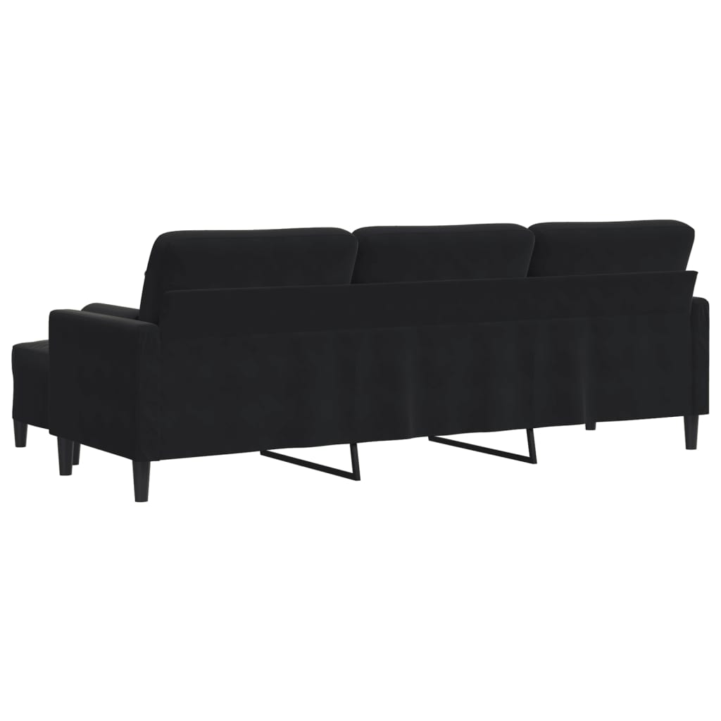 Canapé à 3 places avec repose-pieds Noir 210 cm Velours