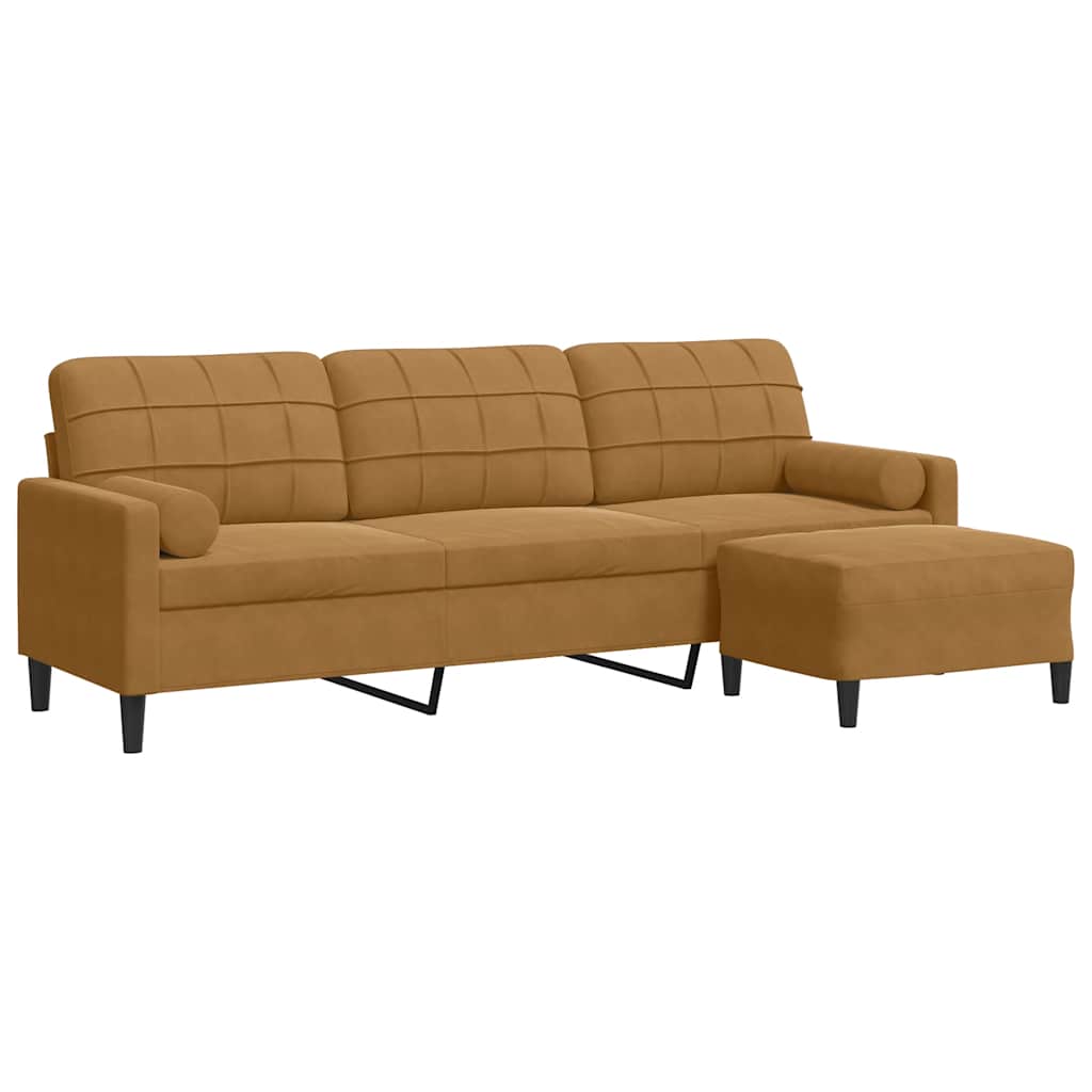 Canapé à 3 places avec repose-pieds Marron 210 cm Velours - XIOS