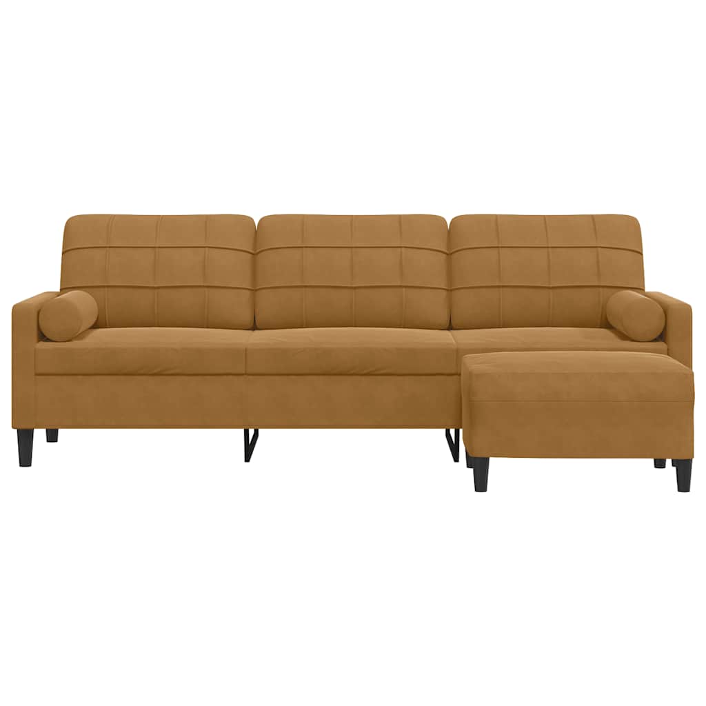 Canapé à 3 places avec repose-pieds Marron 210 cm Velours - XIOS
