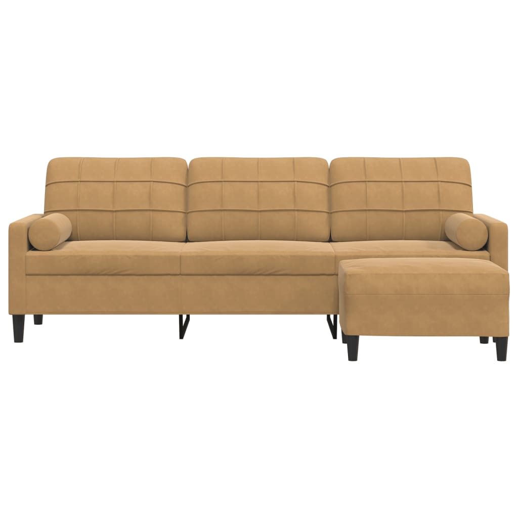 Canapé à 3 places avec repose-pieds Marron 210 cm Velours