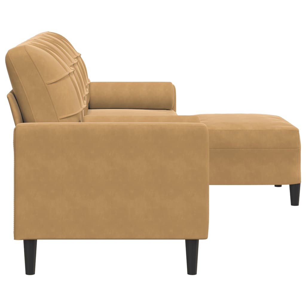 Canapé à 3 places avec repose-pieds Marron 210 cm Velours - XIOS