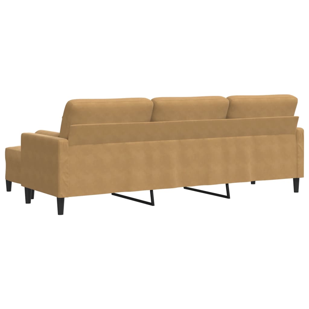 Canapé à 3 places avec repose-pieds Marron 210 cm Velours