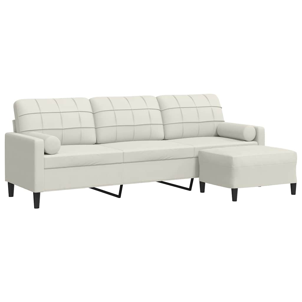 Canapé à 3 places avec repose-pieds Crème 210 cm Velours - XIOS