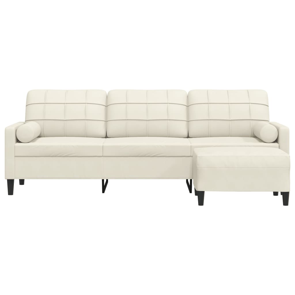 Canapé à 3 places avec repose-pieds Crème 210 cm Velours - XIOS