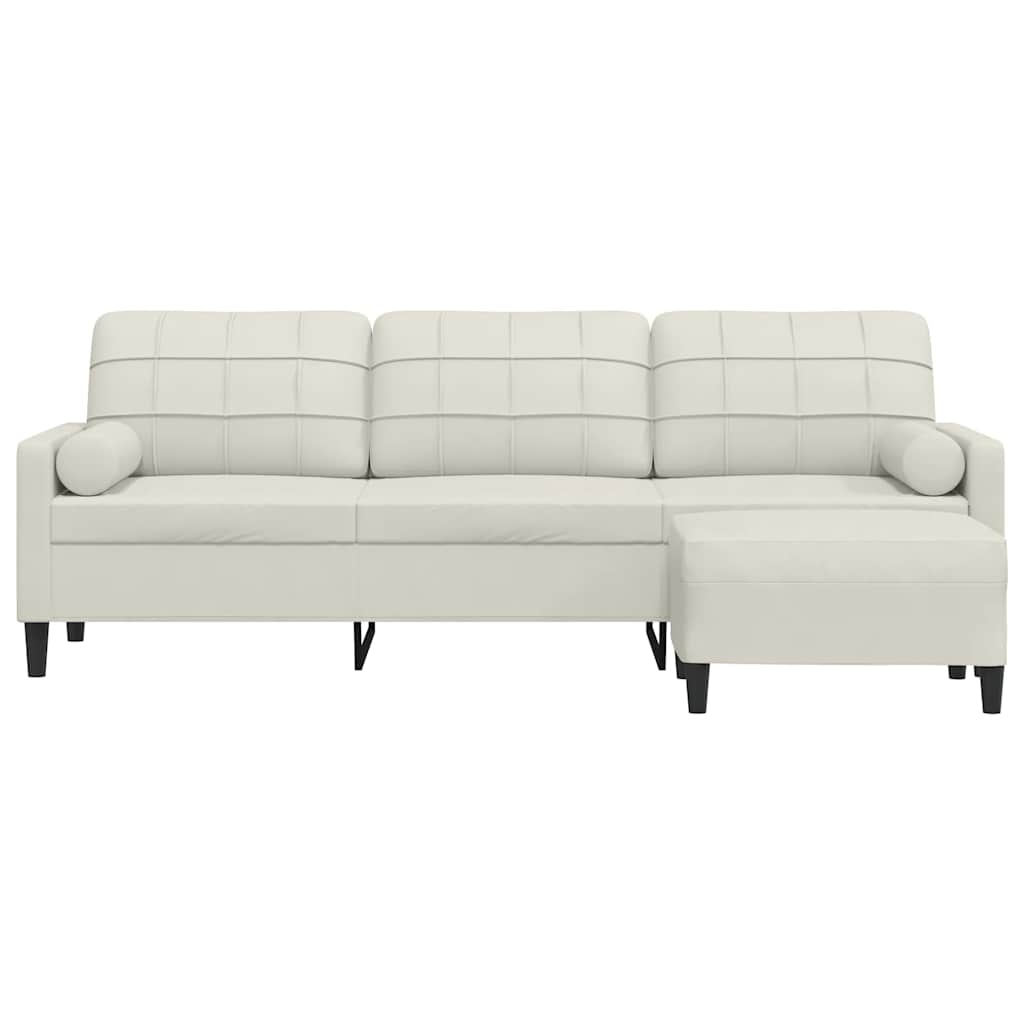 Canapé à 3 places avec repose-pieds Crème 210 cm Velours - XIOS
