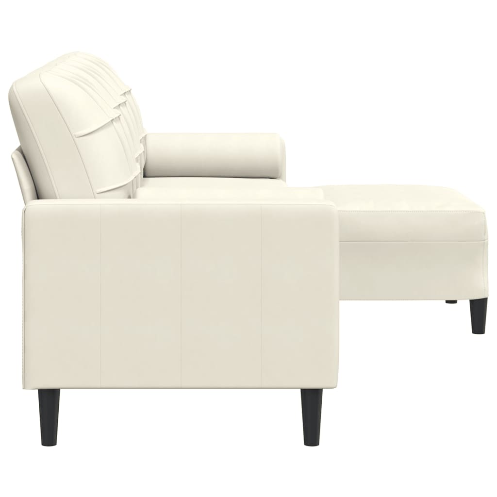 Canapé à 3 places avec repose-pieds Crème 210 cm Velours - XIOS