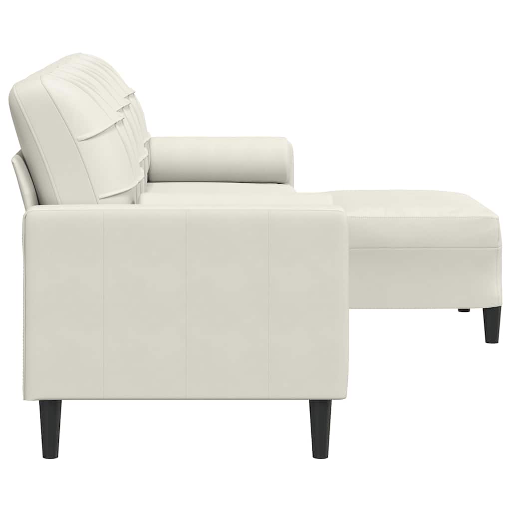 Canapé à 3 places avec repose-pieds Crème 210 cm Velours - XIOS