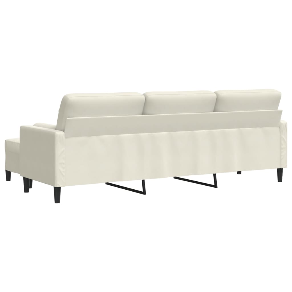 Canapé à 3 places avec repose-pieds Crème 210 cm Velours - XIOS