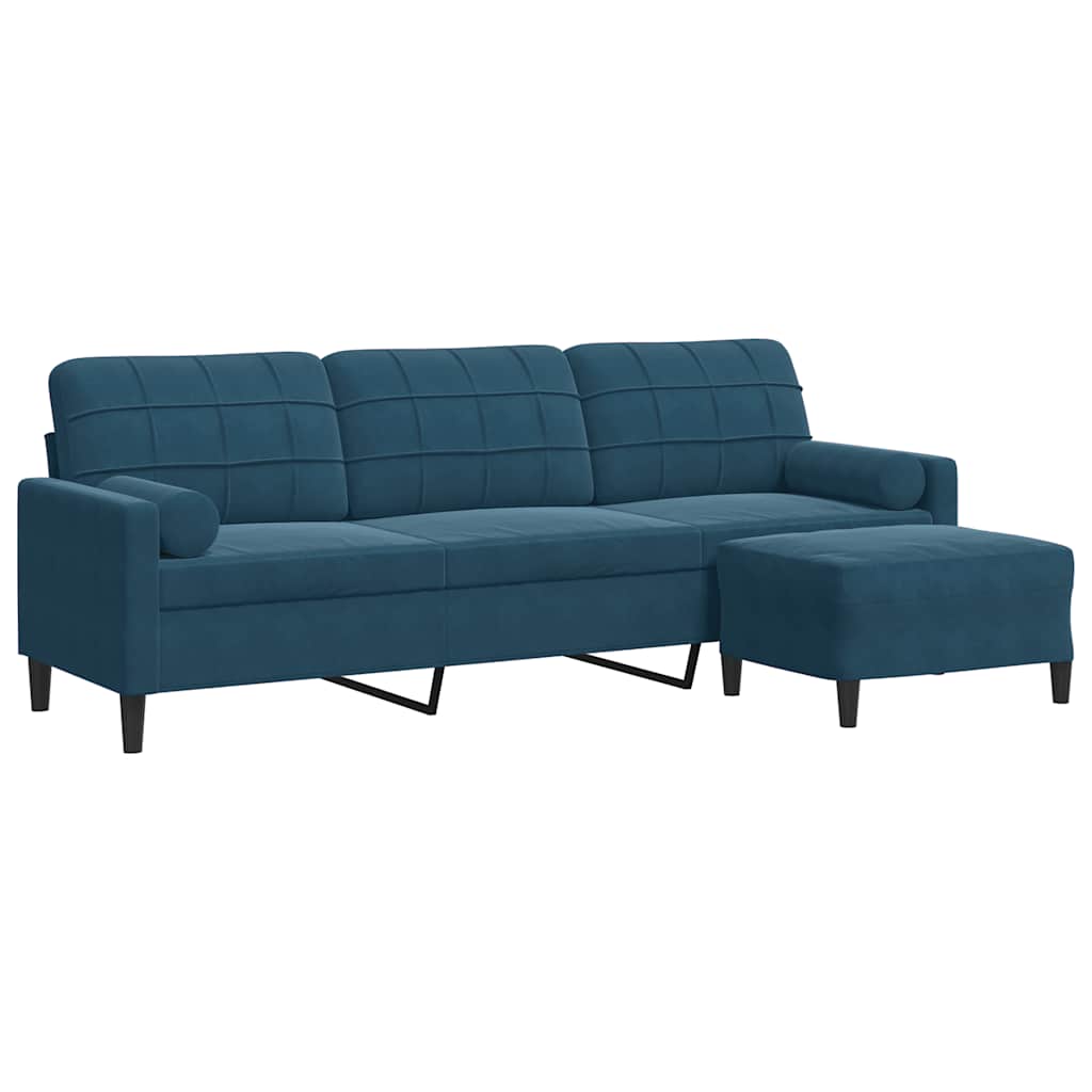 Canapé à 3 places avec repose-pieds Bleu 210 cm Velours - XIOS