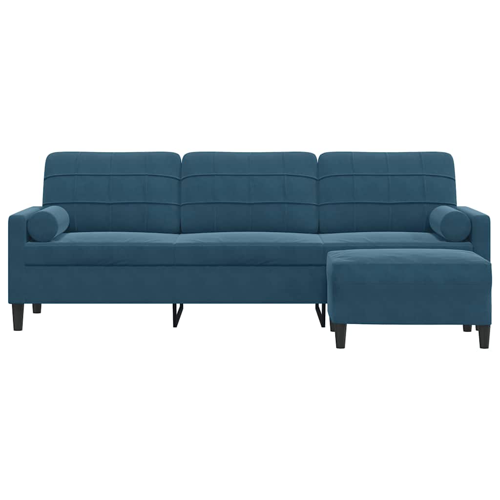 Canapé à 3 places avec repose-pieds Bleu 210 cm Velours - XIOS