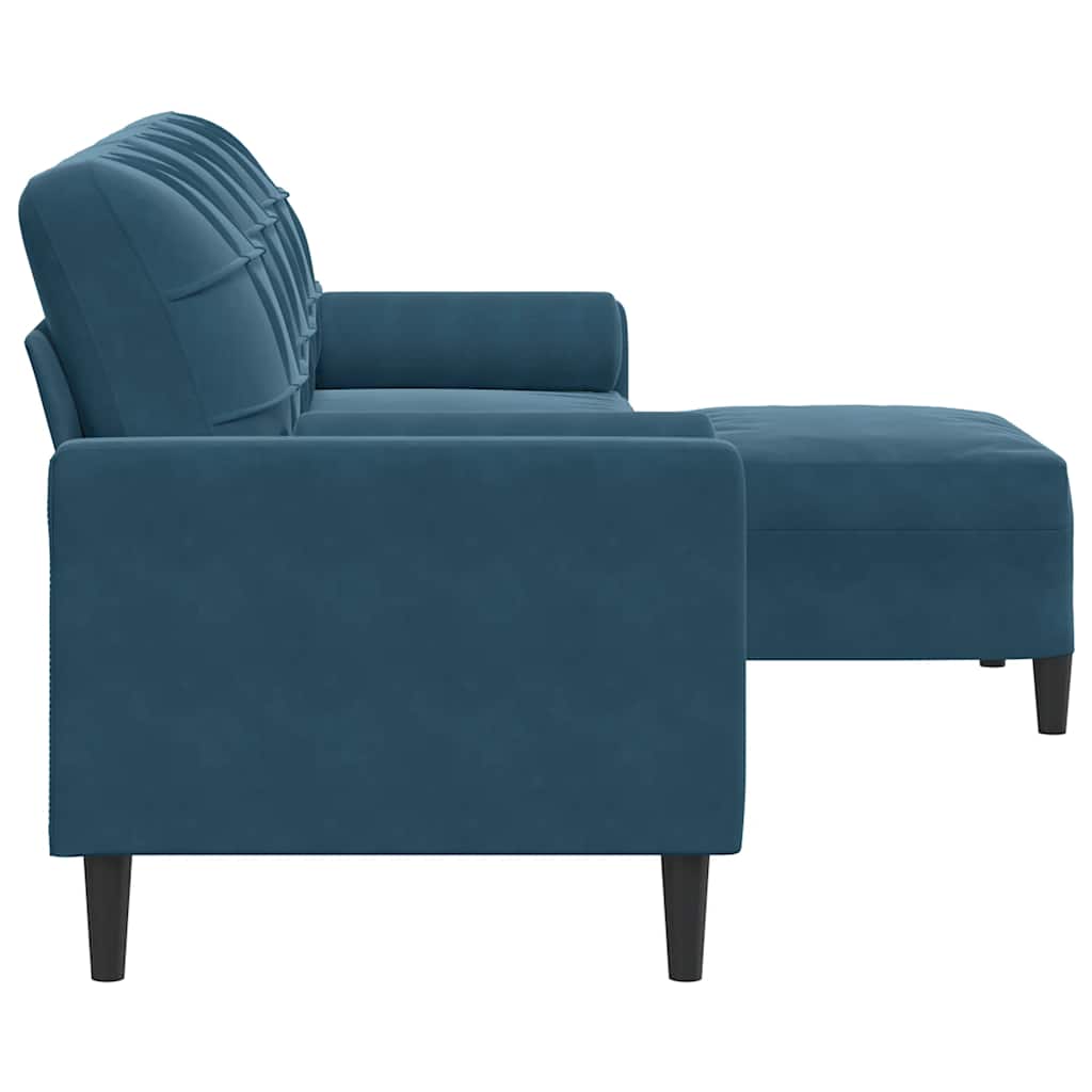 Canapé à 3 places avec repose-pieds Bleu 210 cm Velours - XIOS