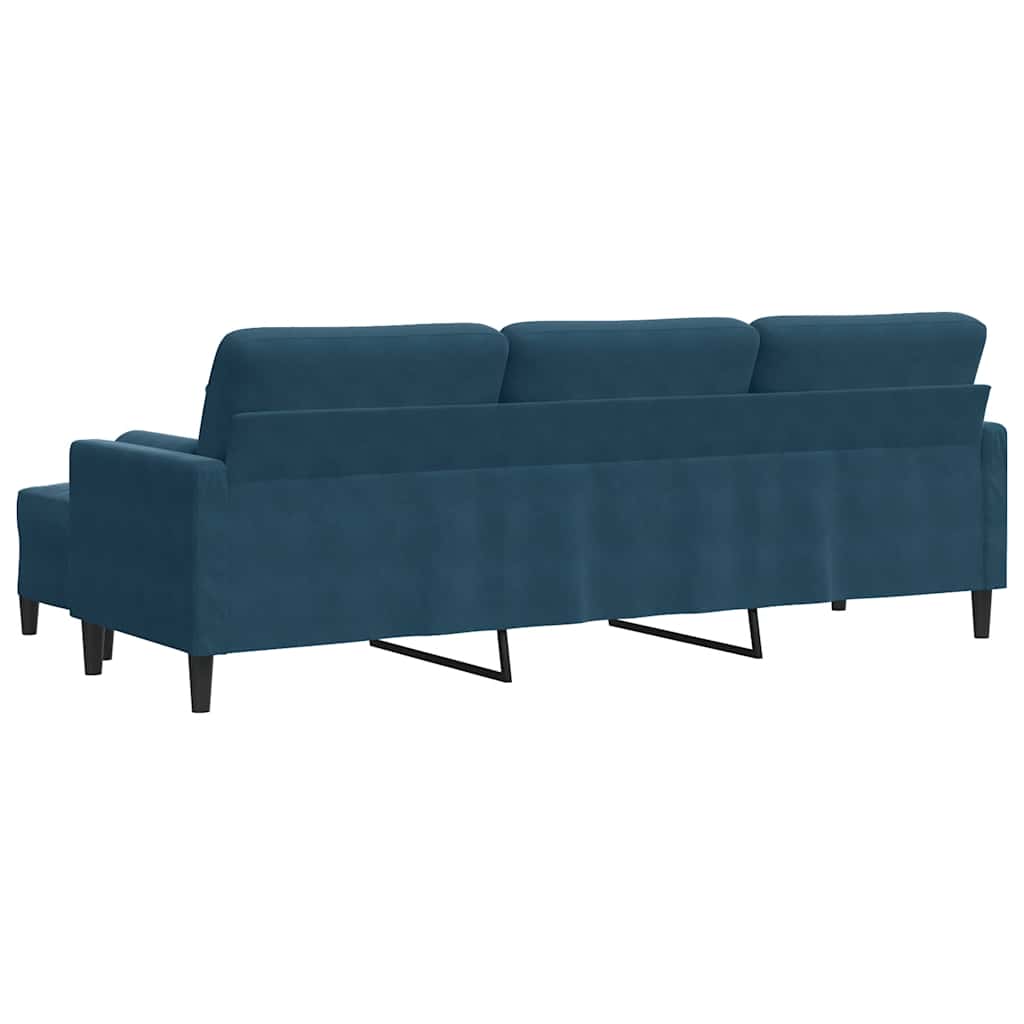 Canapé à 3 places avec repose-pieds Bleu 210 cm Velours - XIOS