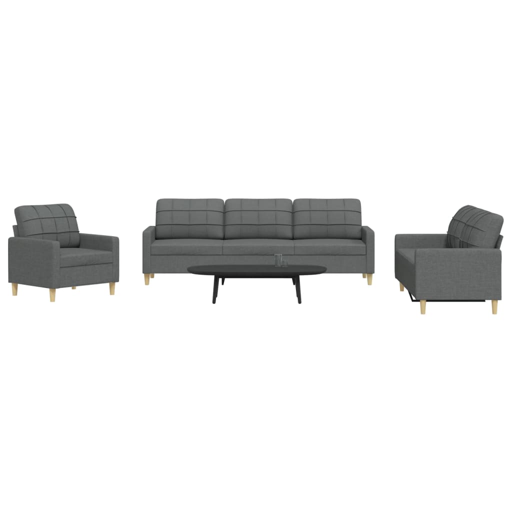 Ensemble de canapés 3 pcs gris foncé tissu - XIOS