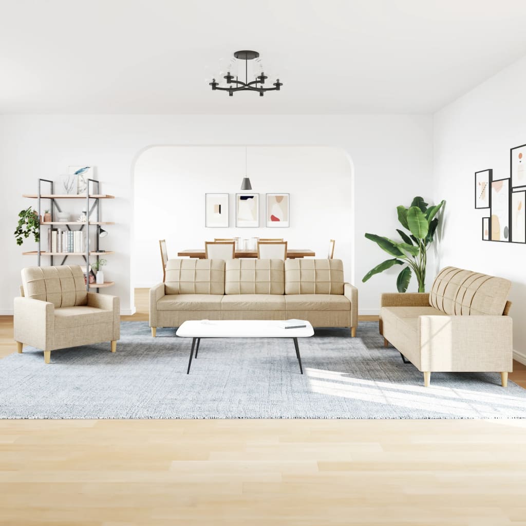 Ensemble de canapés 3 pcs crème tissu - XIOS