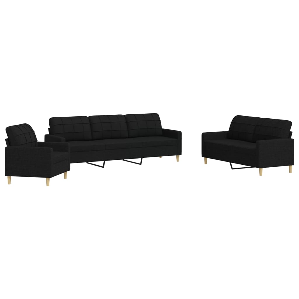 Ensemble de canapés 3 pcs noir tissu - XIOS