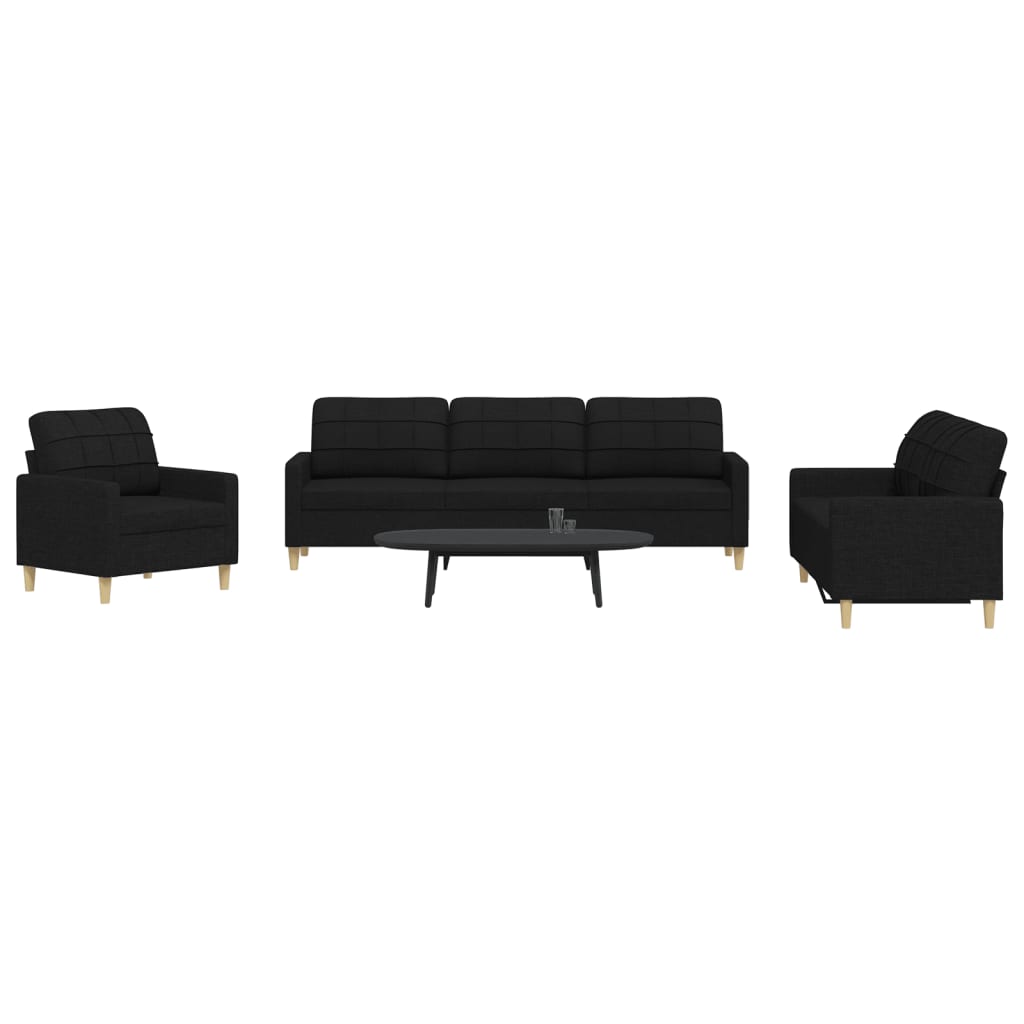 Ensemble de canapés 3 pcs noir tissu - XIOS