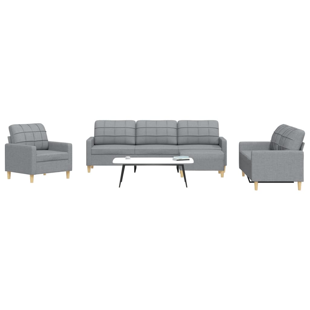 Ensemble de canapés 4 pcs avec repose-pied gris clair tissu