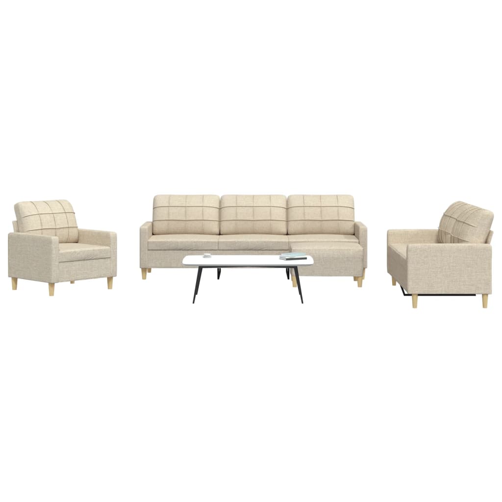 Ensemble de canapés 4 pcs avec repose-pied crème tissu - XIOS