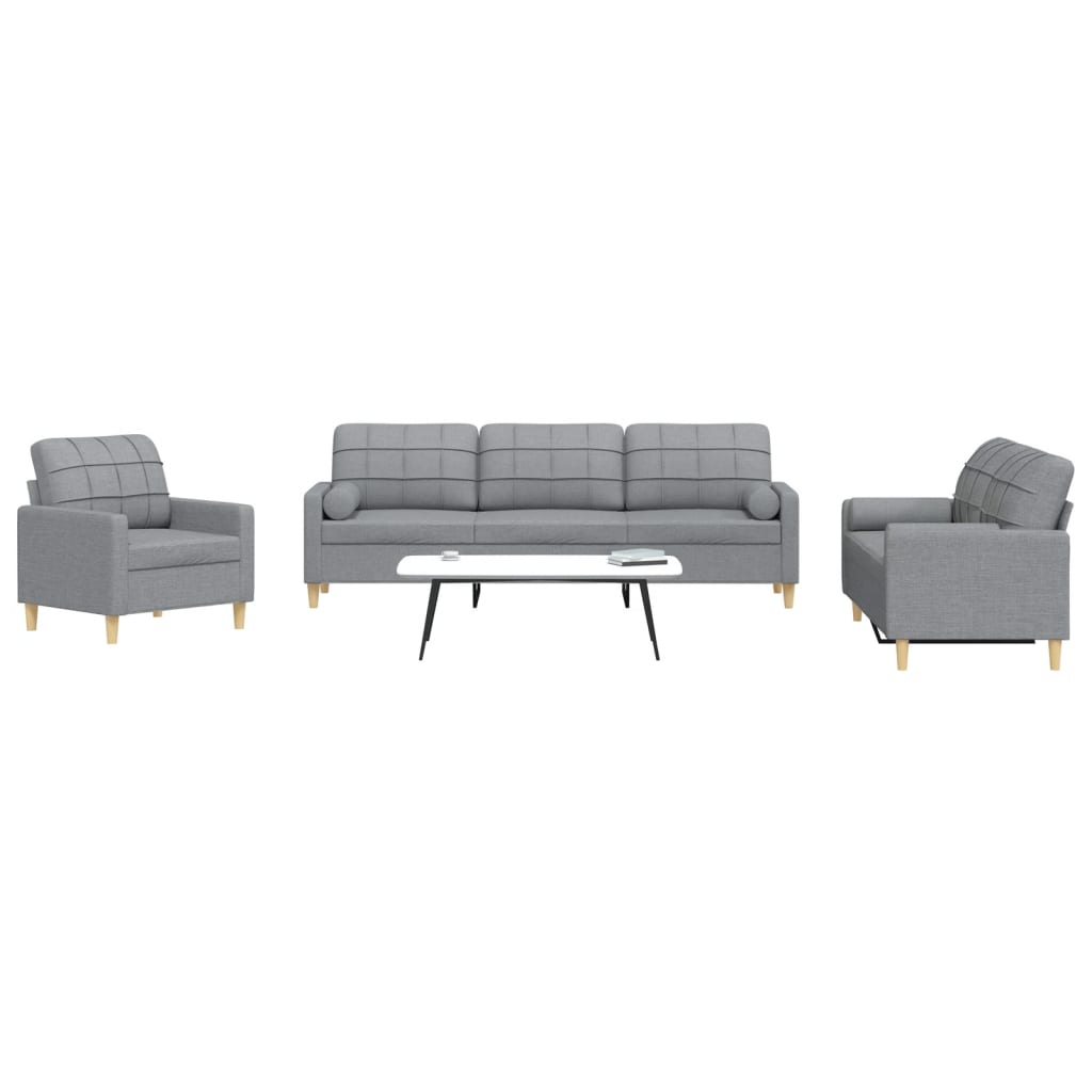 Ensemble de canapés 3 pcs coussins décoratifs gris clair tissu - XIOS