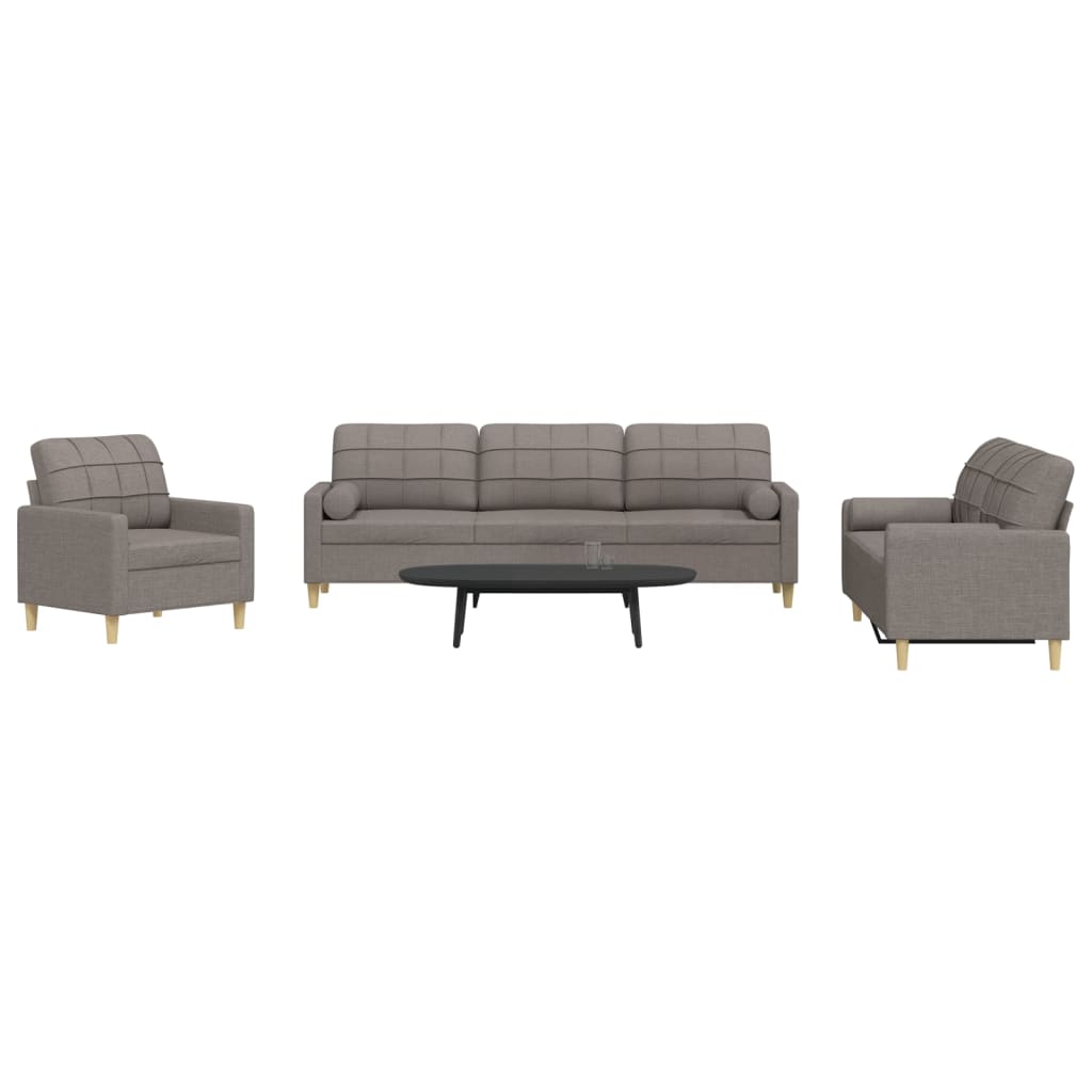 Ensemble de canapés 3 pcs avec coussins décoratifs taupe tissu - XIOS