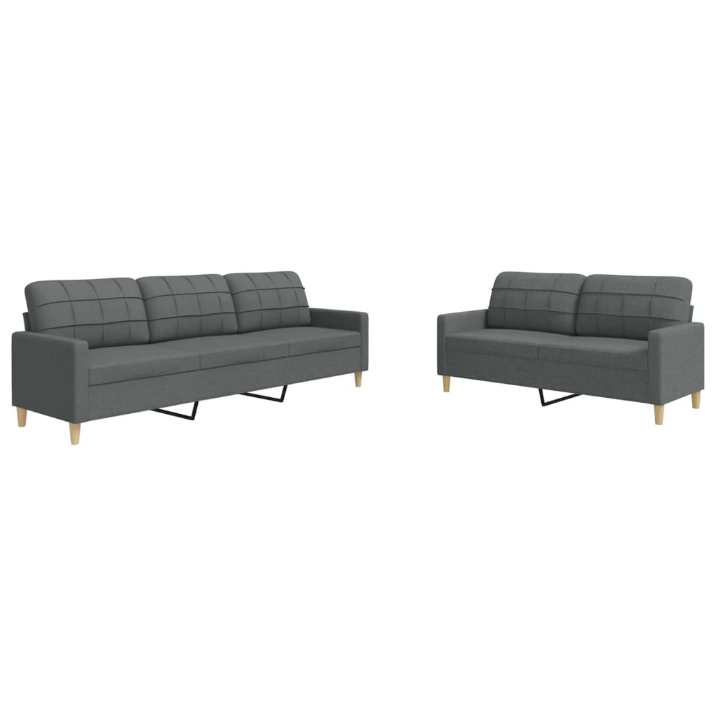 Ensemble de canapés 2 pcs gris foncé tissu - XIOS