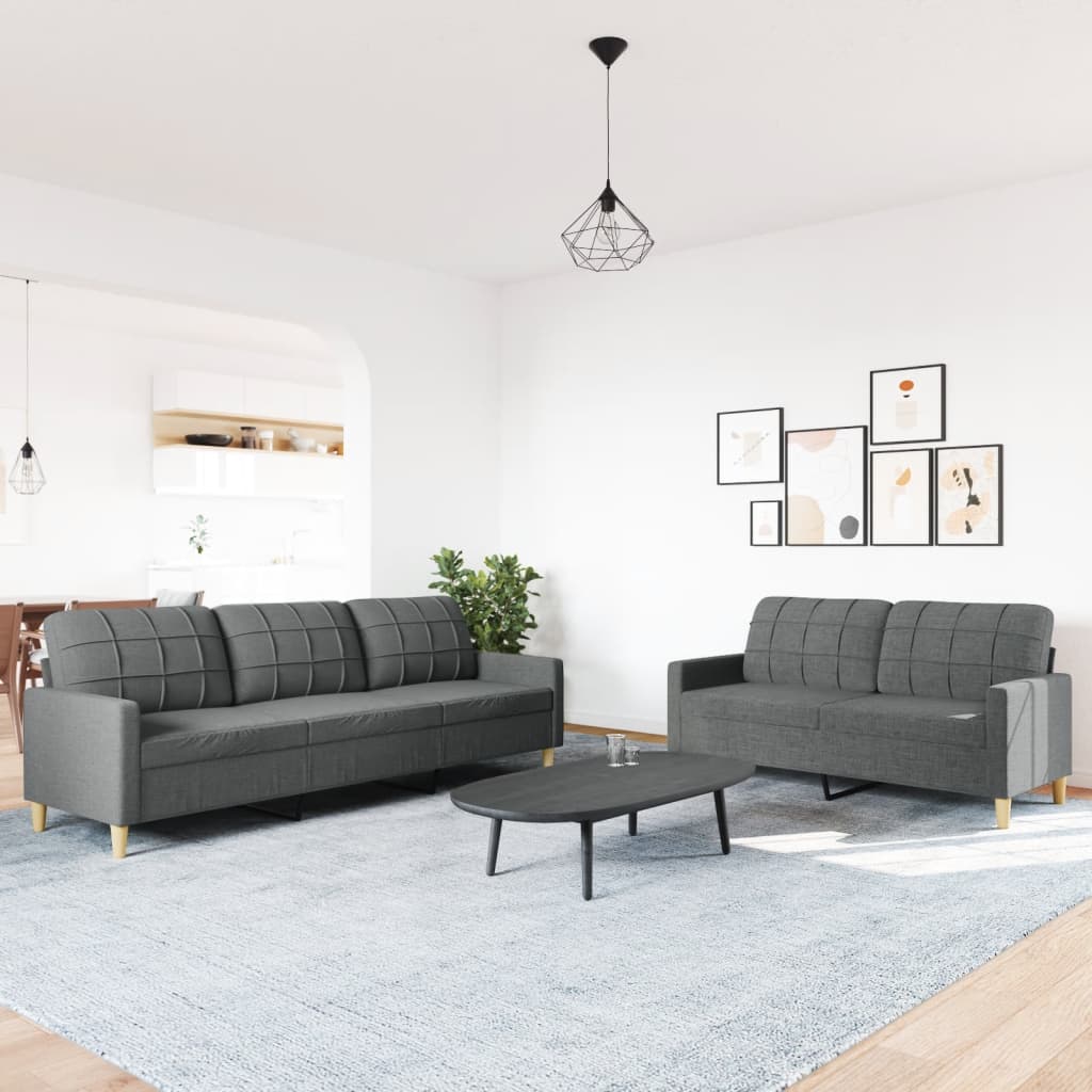 Ensemble de canapés 2 pcs gris foncé tissu - XIOS