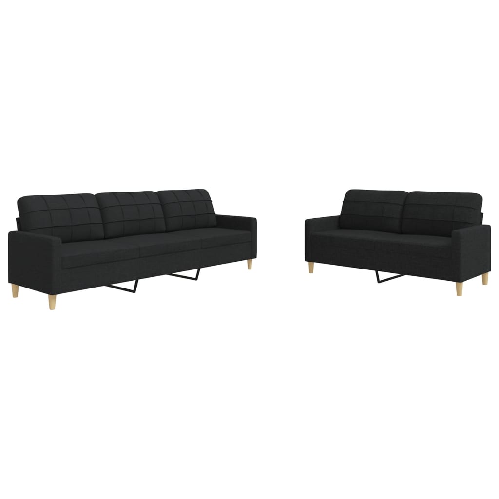 Ensemble de canapés 2 pcs noir tissu - XIOS