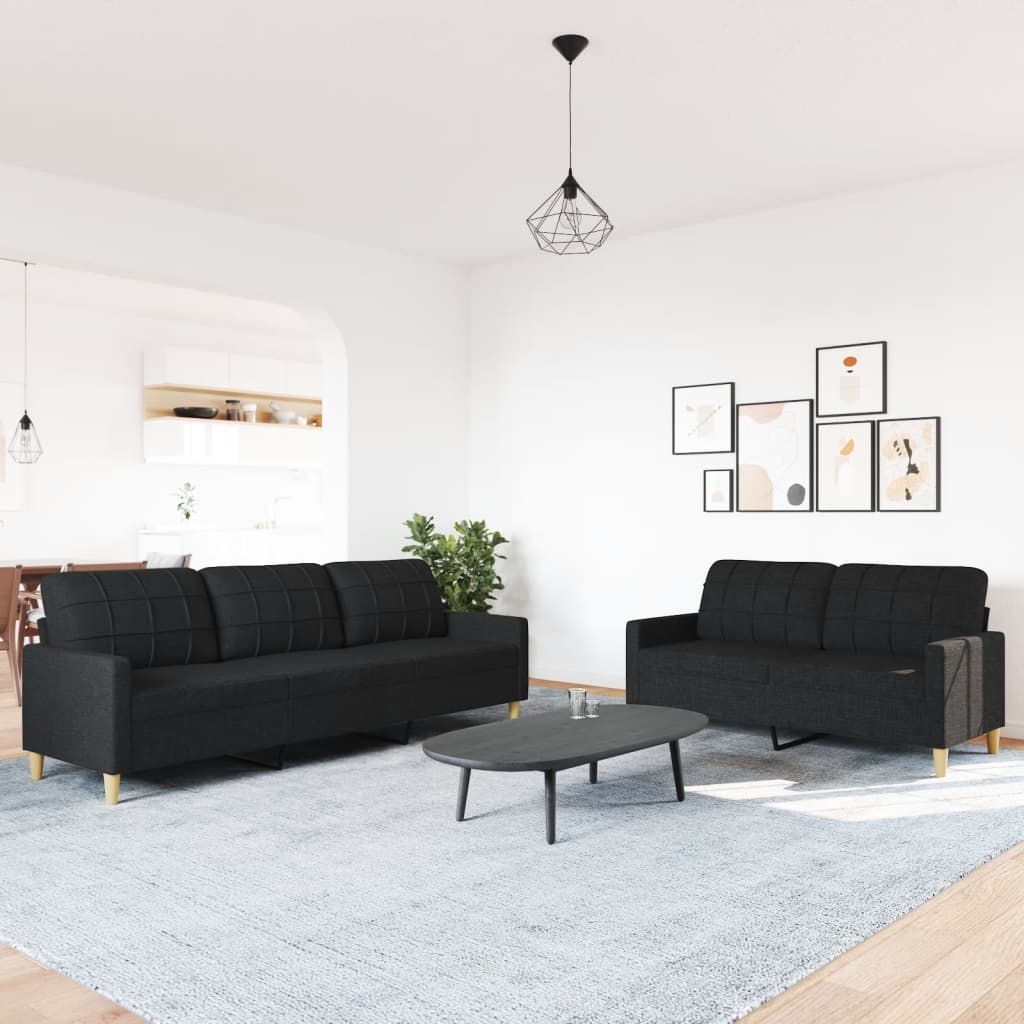 Ensemble de canapés 2 pcs noir tissu - XIOS