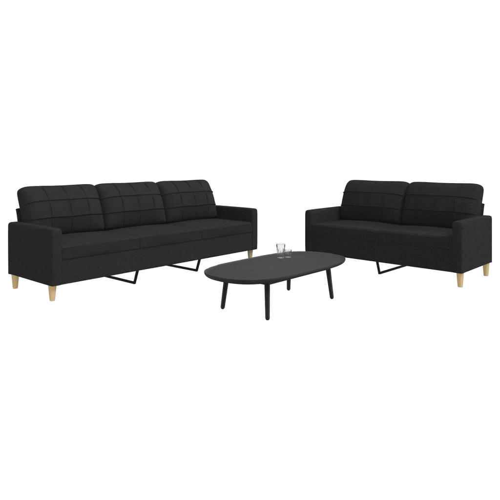 Ensemble de canapés 2 pcs noir tissu - XIOS