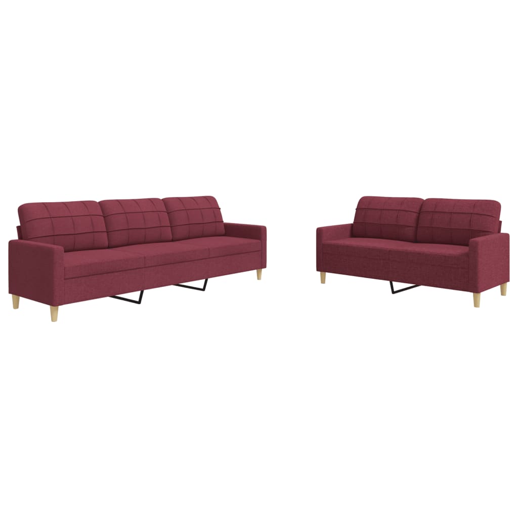 Ensemble de canapés 2 pcs rouge bordeaux tissu - XIOS