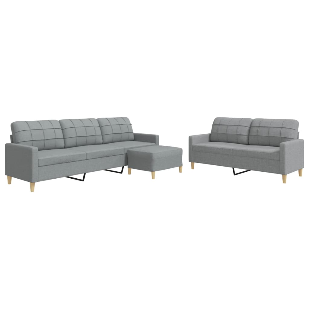 Ensemble de canapés 3 pcs avec repose-pied gris clair tissu - XIOS
