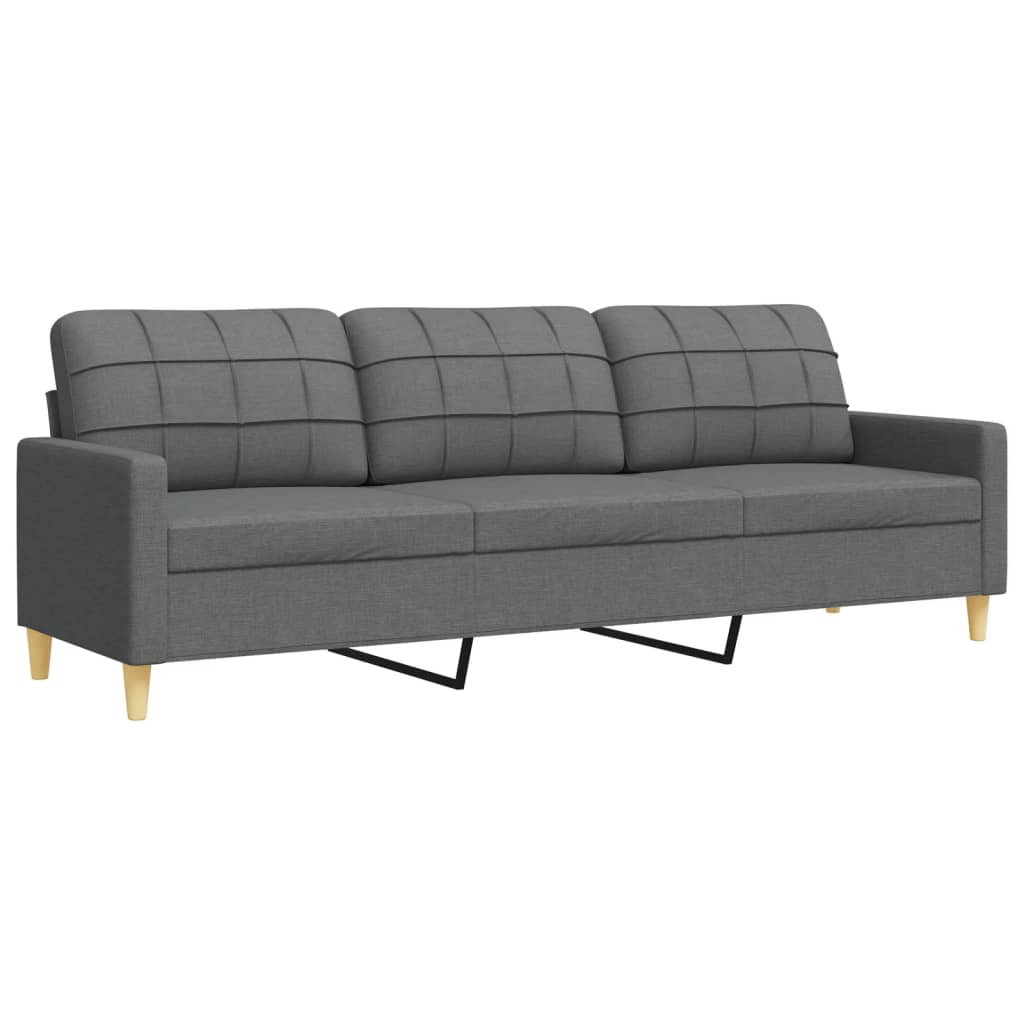 Ensemble de canapés 3 pcs avec repose-pied gris foncé tissu