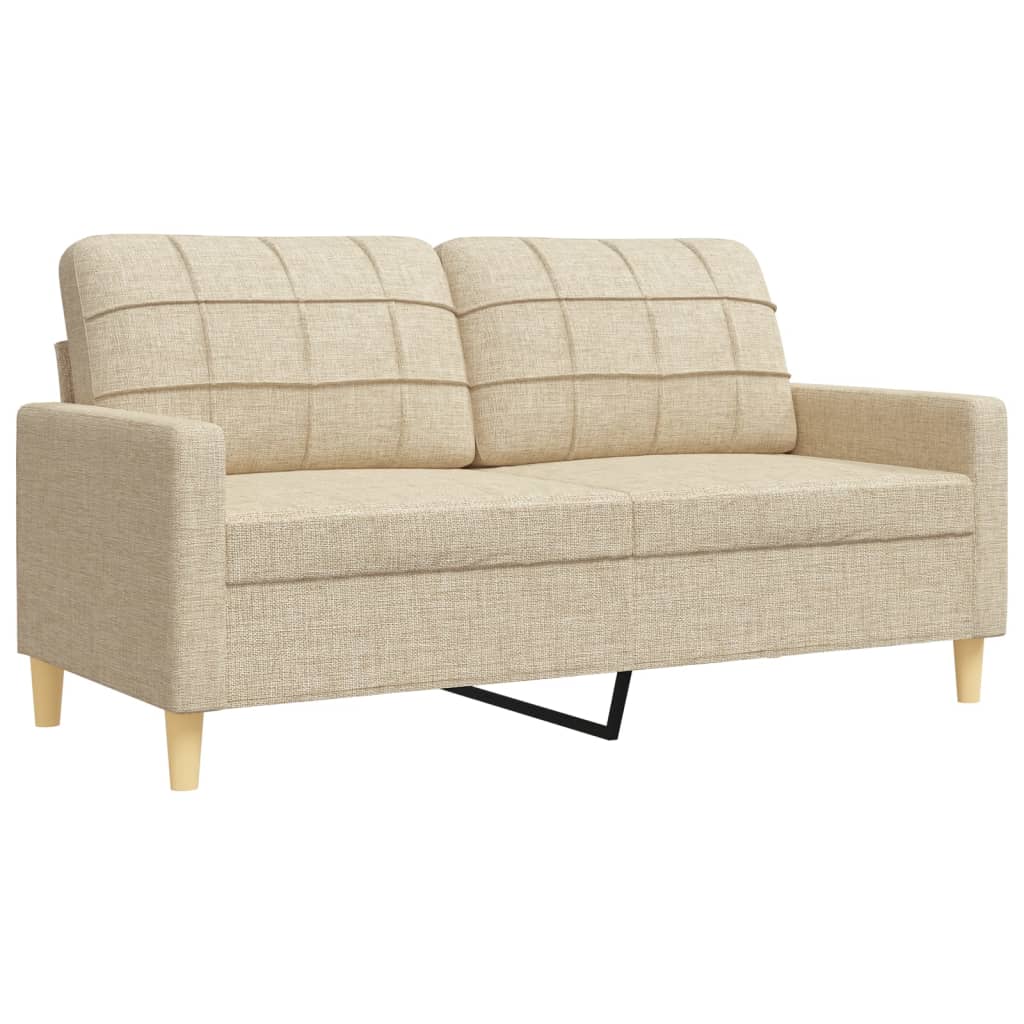 Ensemble de canapés 3 pcs avec repose-pied crème tissu