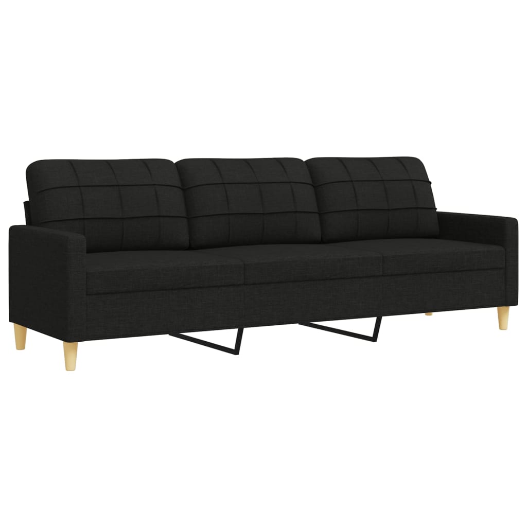 Ensemble de canapés 3 pcs avec repose-pied noir tissu