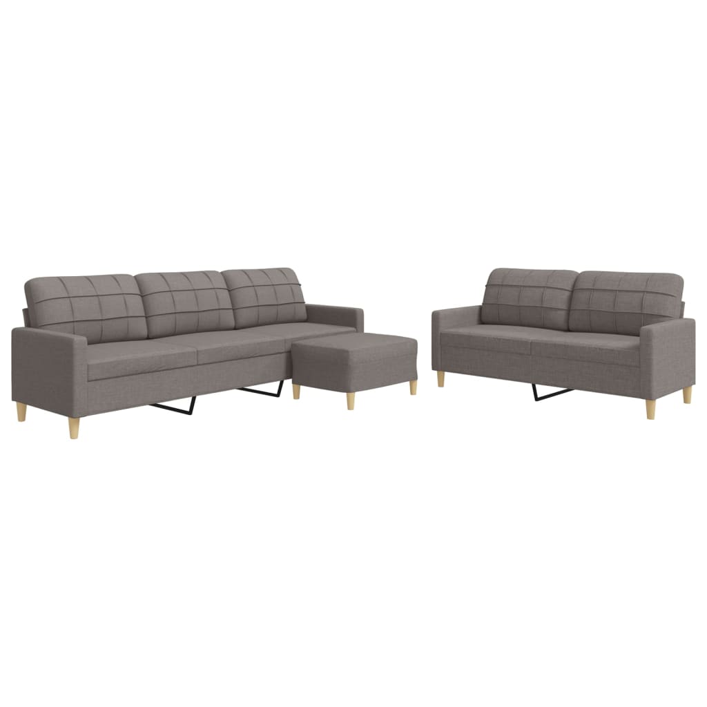 Ensemble de canapés 3 pcs avec repose-pied taupe tissu - XIOS
