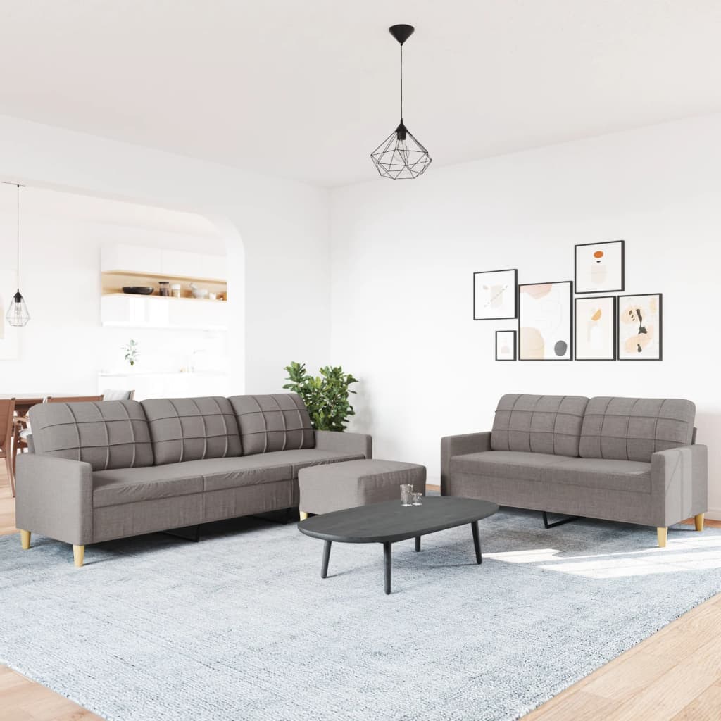 Ensemble de canapés 3 pcs avec repose-pied taupe tissu