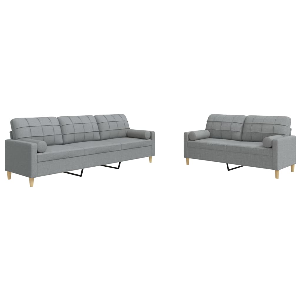 Ensemble de canapés 2 pcs coussins décoratifs gris clair tissu - XIOS