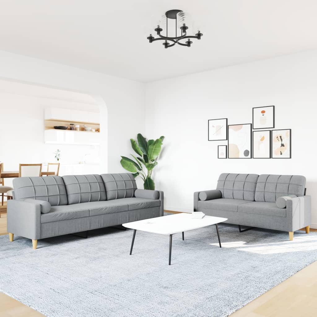 Ensemble de canapés 2 pcs coussins décoratifs gris clair tissu - XIOS