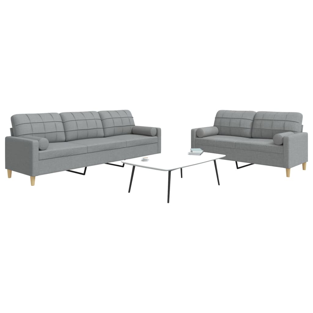 Ensemble de canapés 2 pcs coussins décoratifs gris clair tissu - XIOS