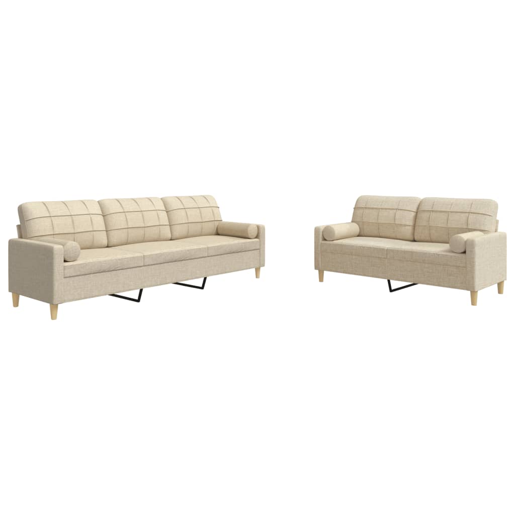 Ensemble de canapés 2 pcs avec coussins décoratifs crème tissu - XIOS