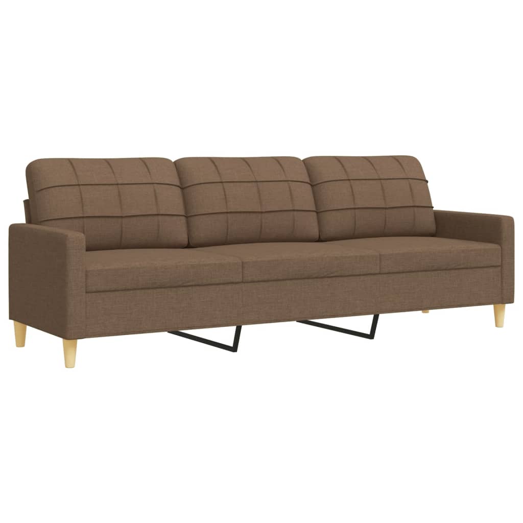 Ensemble de canapés 2 pcs avec coussins décoratifs marron tissu