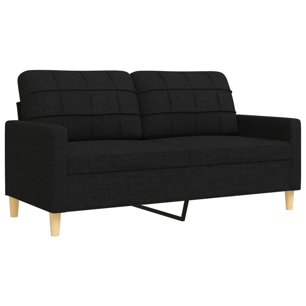 Ensemble de canapés 2 pcs avec coussins décoratifs noir tissu - XIOS