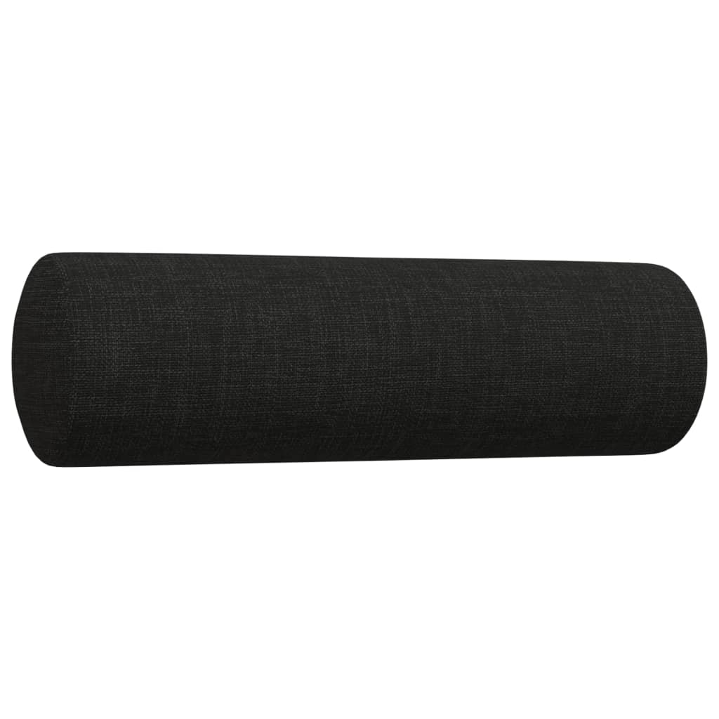 Ensemble de canapés 2 pcs avec coussins décoratifs noir tissu
