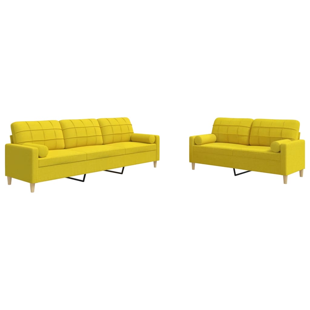 Ensemble de canapés 2 pcs coussins décoratifs jaune clair tissu - XIOS
