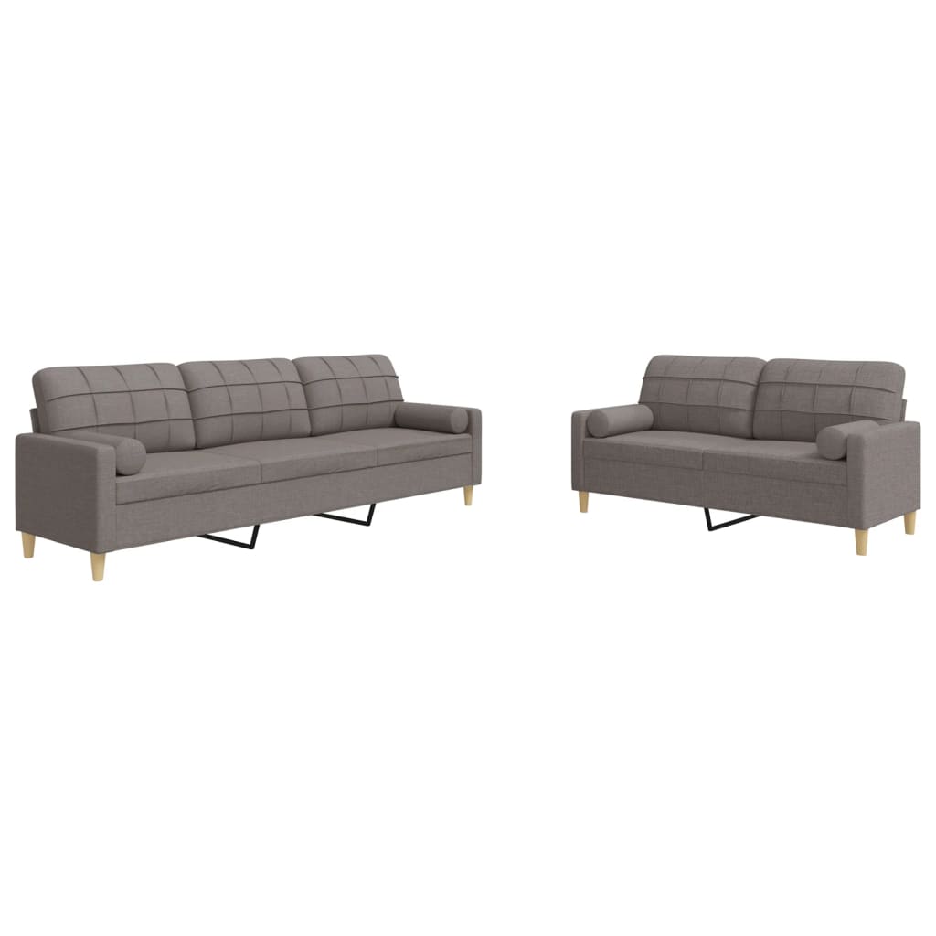 Ensemble de canapés 2 pcs avec coussins décoratifs taupe tissu - XIOS