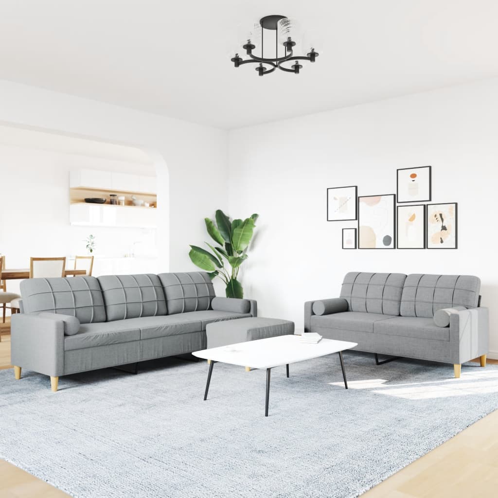 Ensemble de canapés 3 pcs repose-pied et coussins décoratifs