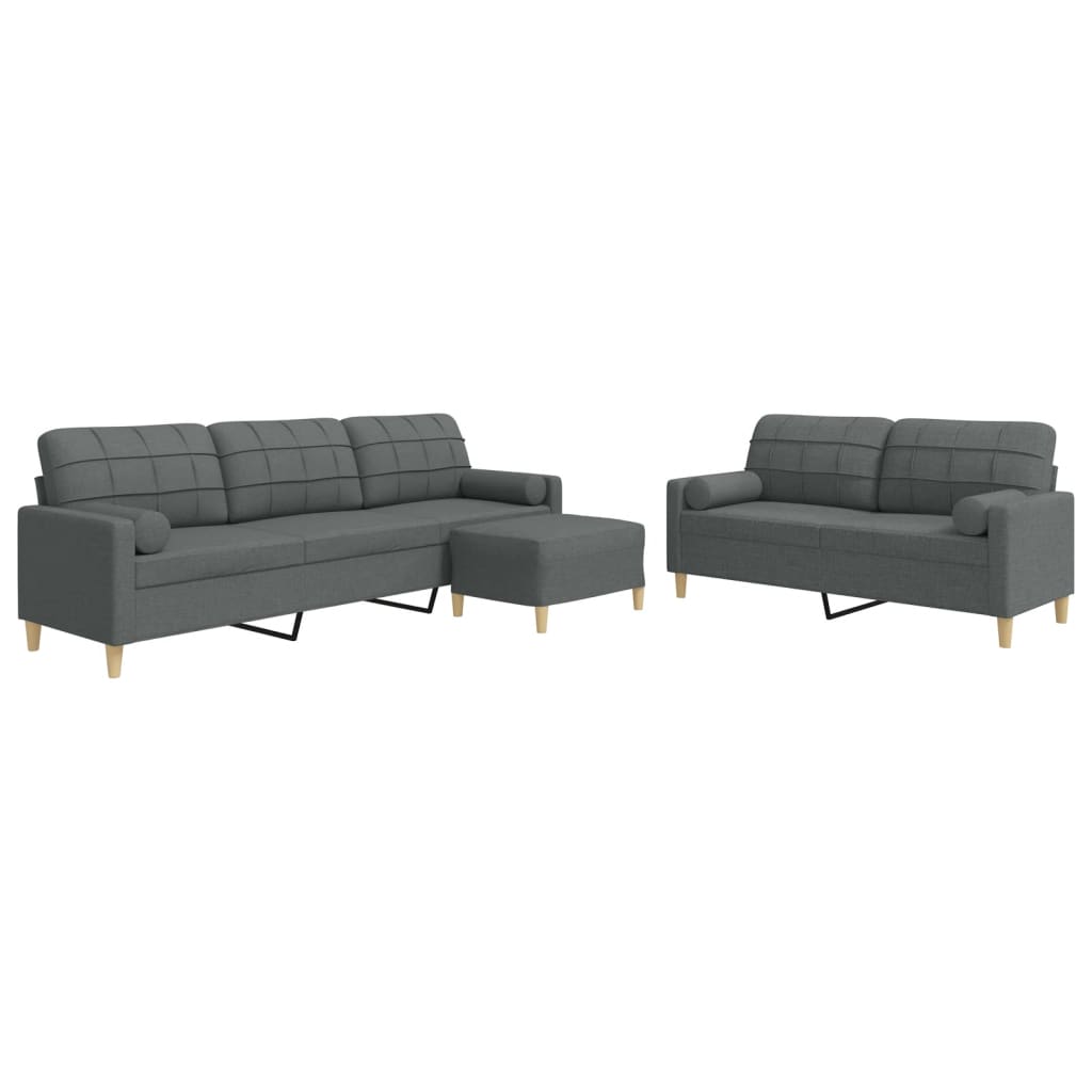 Ensemble de canapés 3 pcs repose-pied et coussins décoratifs
