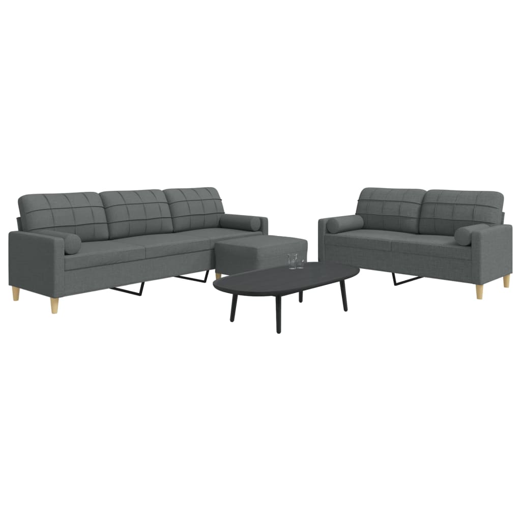 Ensemble de canapés 3 pcs repose-pied et coussins décoratifs